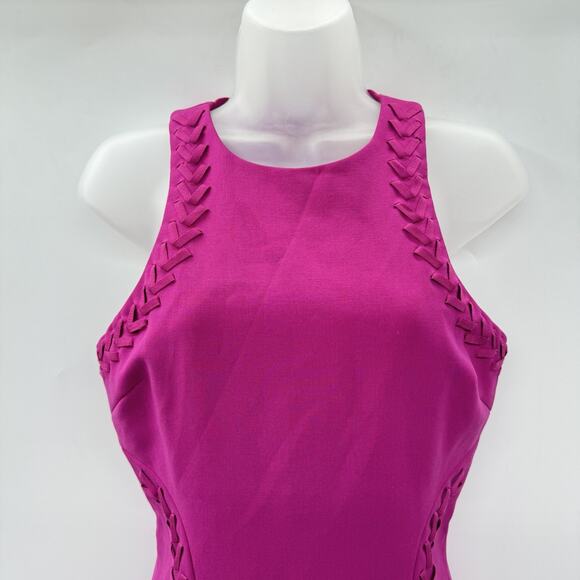 Cinq a Sept Alison Whipstiched Ponte Mini Dress Sz 4 Fuchsia Pink Stretch $395 - Picture 4 of 15